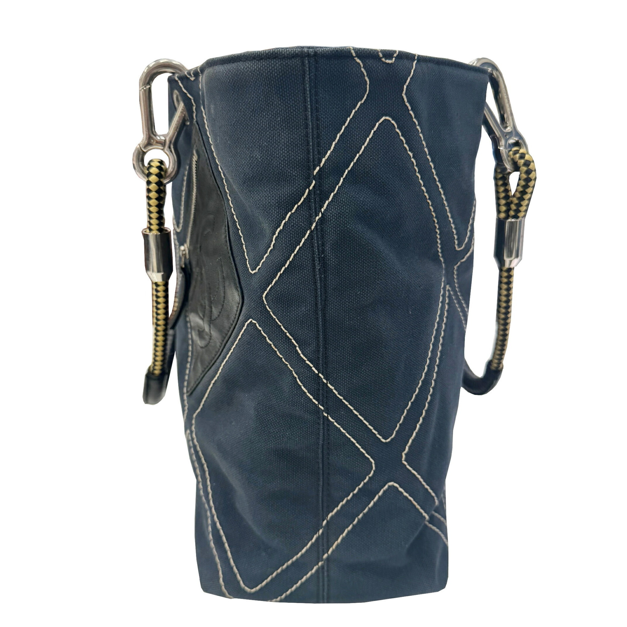 CHANEL Chanel No.5 Number 5 Coco Mark Tote Bag Handbag Canvas Leather Navy Black A27208 9th Series Ladies