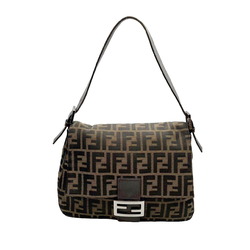 FENDI Mamma Baguette Bag Zucca Women's Short Brown Canvas Leather Pattern 2354 26325 018