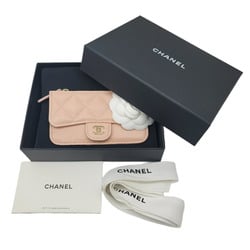 CHANEL Fragment Case Pink AP3179 Card Business Holder Timeless Classic Caviar Skin Grained Calf Leather Accessory Women Men Unisex