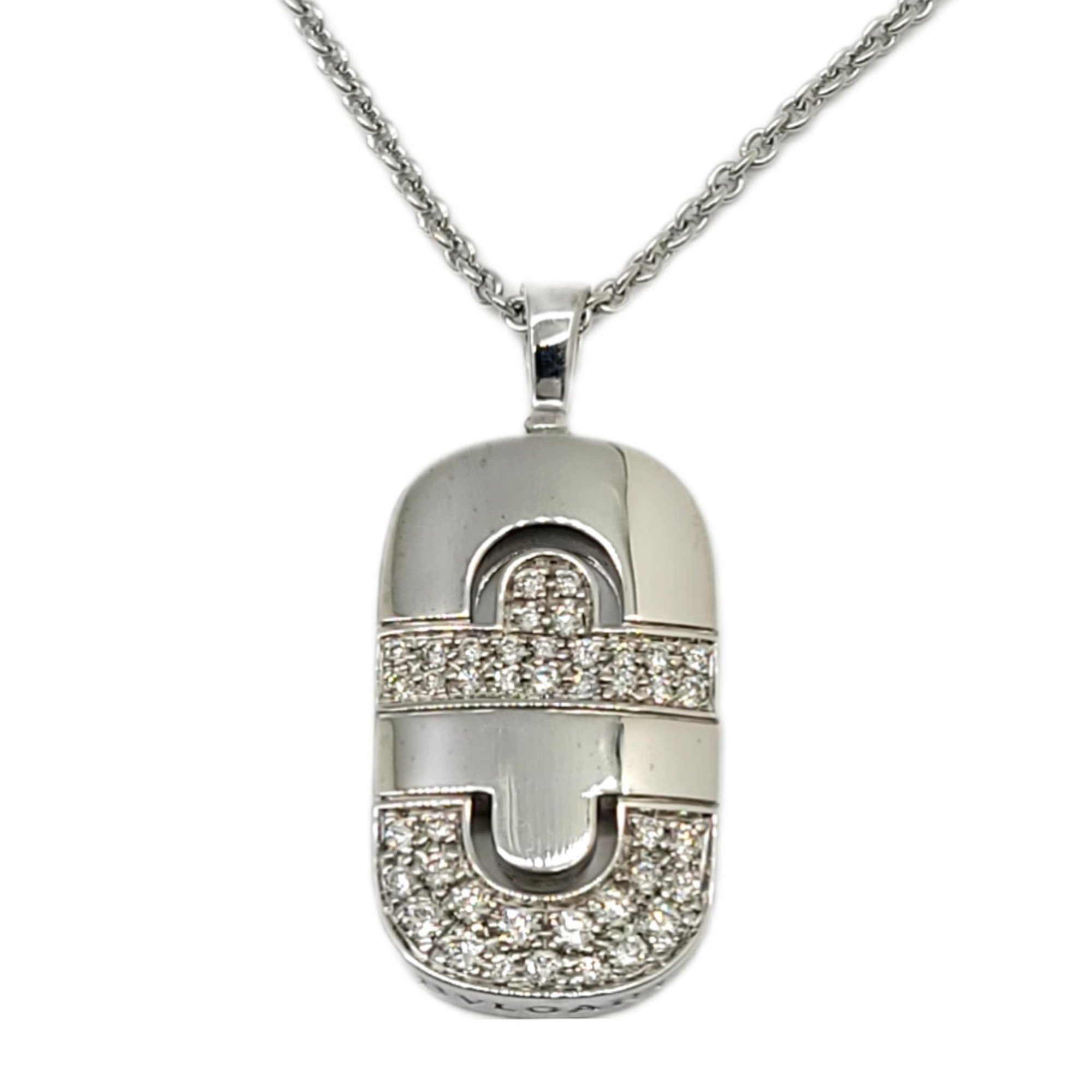 BVLGARI Bvlgari Parentesi Necklace K18WG 14.8g Pendant White Gold Diamond Women's Men's Unisex