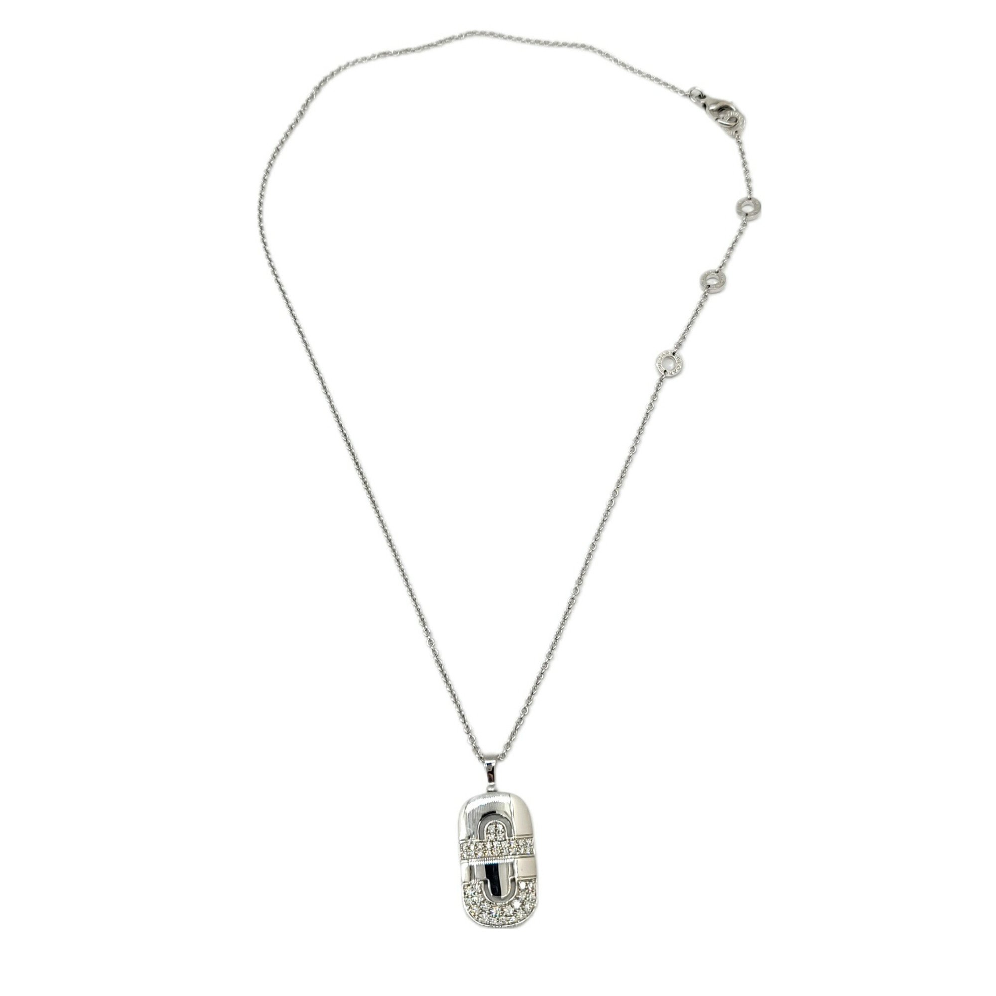 BVLGARI Bvlgari Parentesi Necklace K18WG 14.8g Pendant White Gold Diamond Women's Men's Unisex