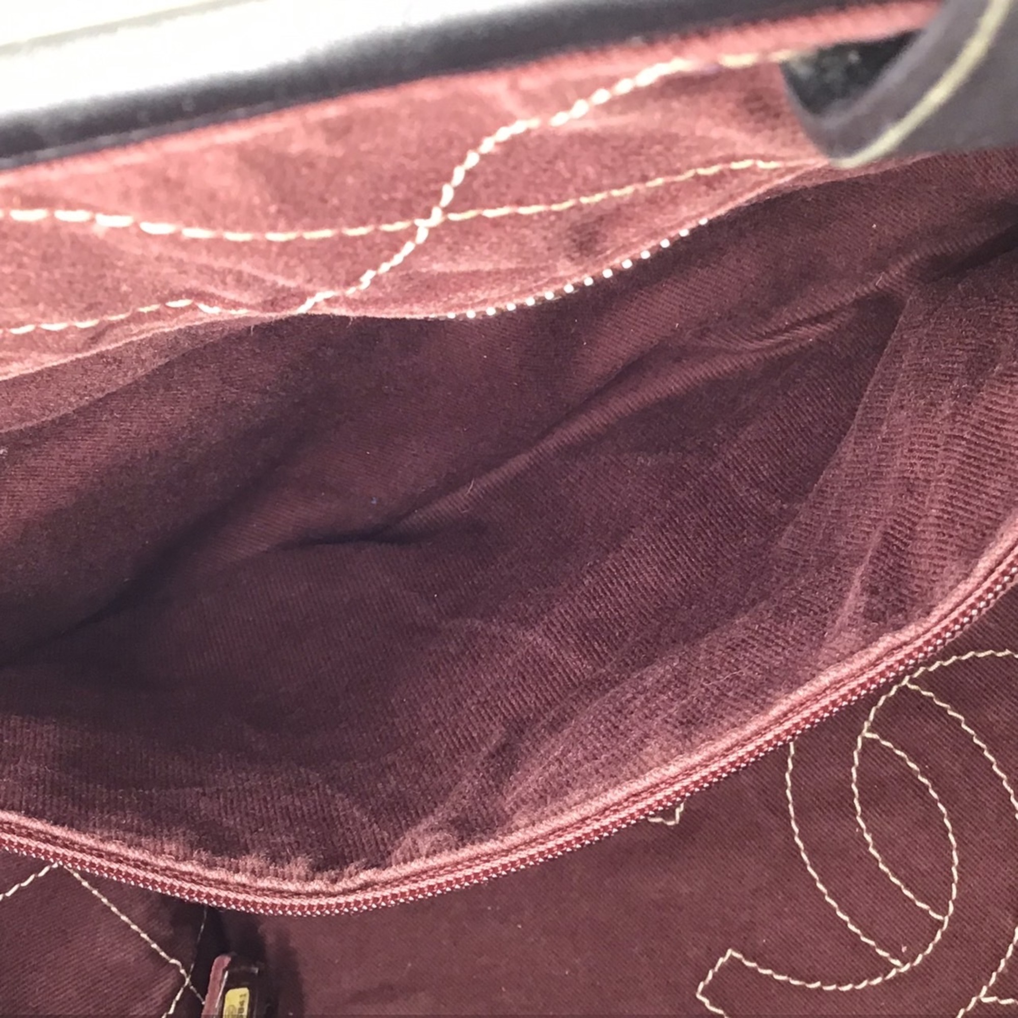 CHANEL On the Road Wild Stitch Tote Bag Handbag Shoulder Beige Black Burgundy Caviar Skin Ladies