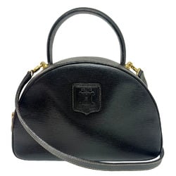 CELINE Macadam Handbag Shoulder Bag Leather Black Ladies