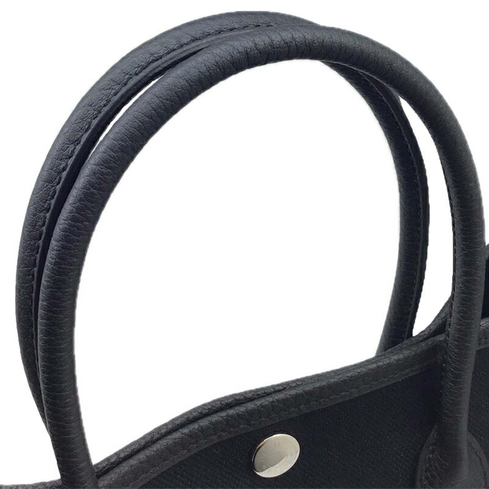 HERMES Hermes Garden TPM Bag Toile Black Noir U Engraved Negonda Handbag Canvas SV Hardware Leather Ladies Men's Unisex