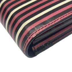 PRADA Prada Long Flap Wallet Saffiano Bifold Striped Multicolor Card Key G Hardware Accessory Women's