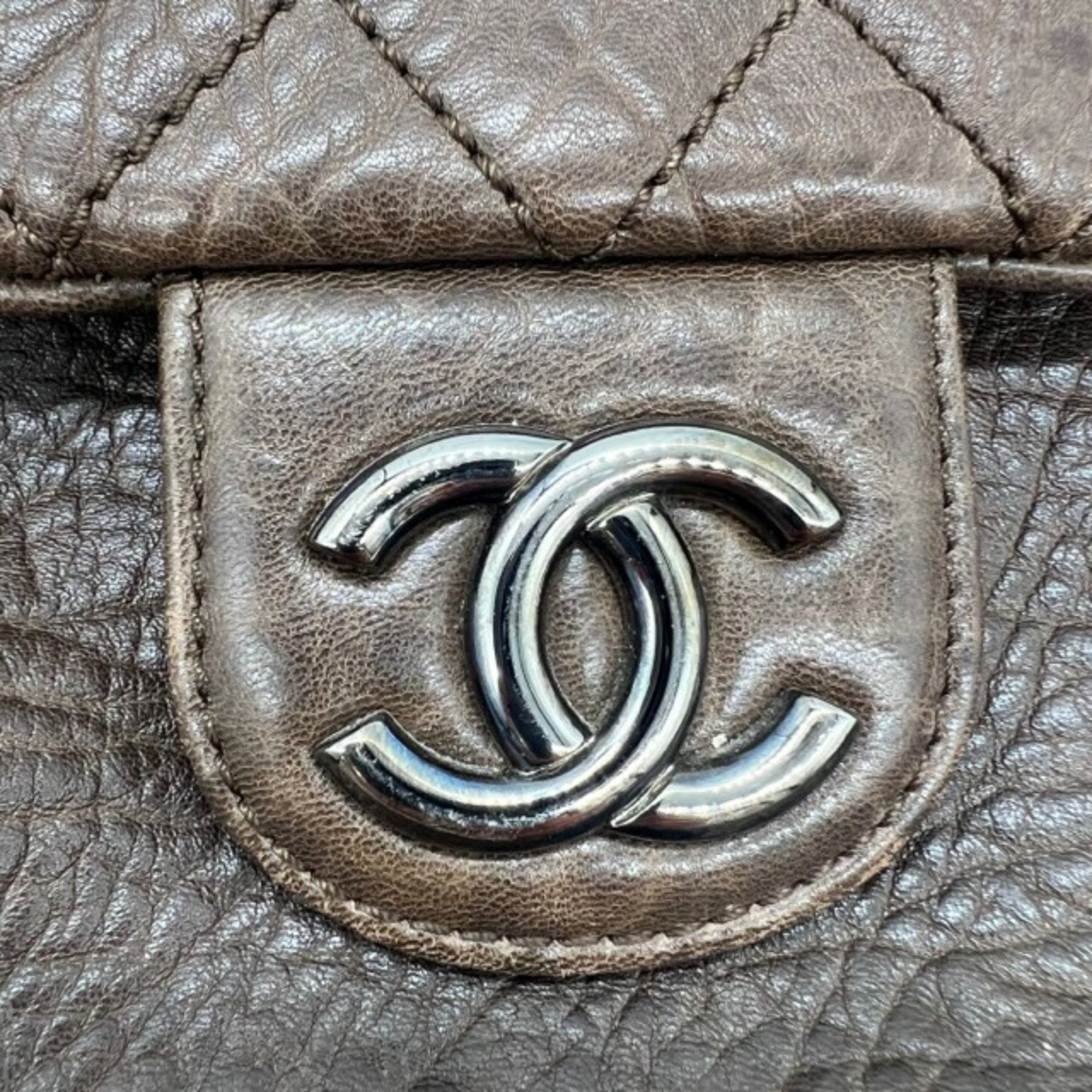 CHANEL Matelasse Short Shoulder Bag Brown No. 12 Ladies