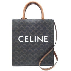 CELINE Small Vertical Cover Triomphe 191542 Shoulder Bag Canvas x Leather Tan 450284