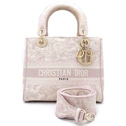 Christian Dior LADY D-LITE Lady D-Lite Medium M05650RGO 2Way Bag Canvas Light Pink 351086
