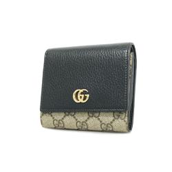Gucci Trifold Wallet GG Supreme 596532 0416 Leather Brown Black Ladies