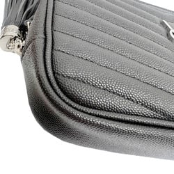 SAINT LAURENT Lou Chain Shoulder Bag 612579 Gray Grain Leather Women's