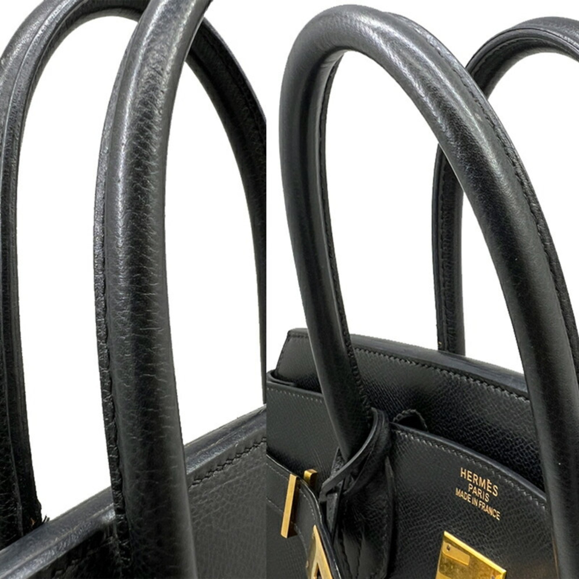 HERMES Birkin 30 Lycee Black F Engraved (2002) Tote Bag Women's Men's Product Unisex