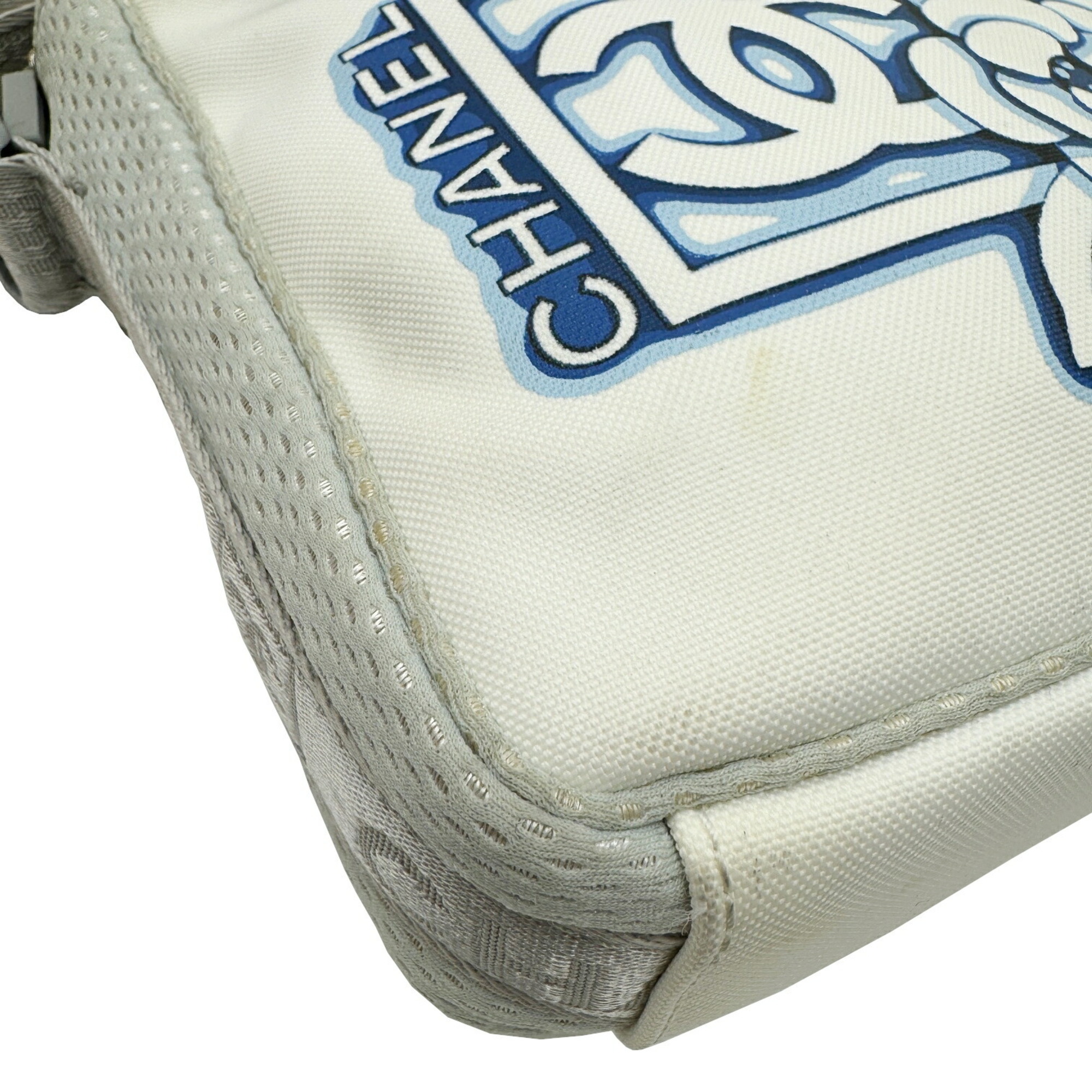 CHANEL Sportsline Camellia Shoulder Bag Nylon Canvas Ivory No. 10 Women's Men's