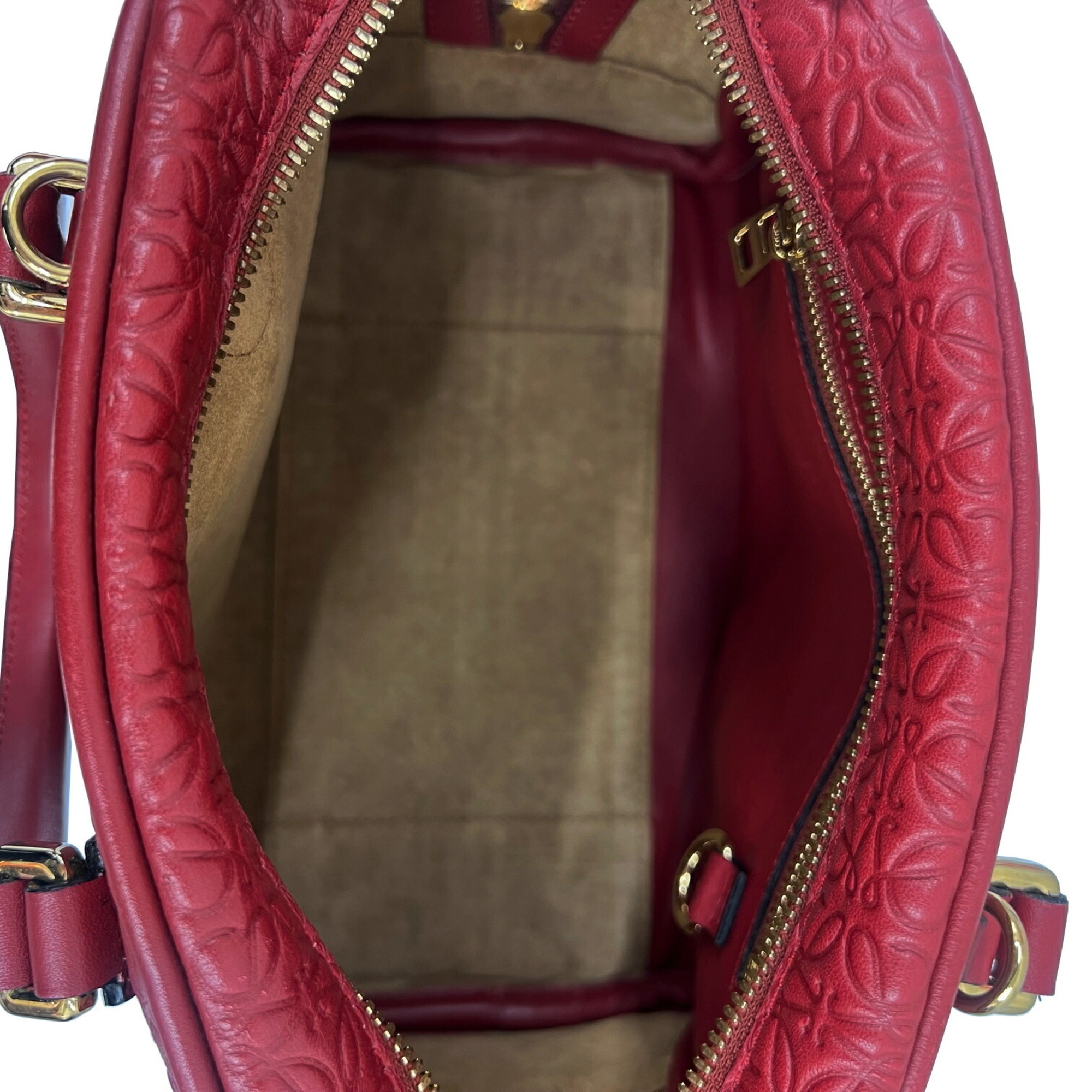 LOEWE Amazona 23 Anagram Shoulder Handbag Bag Leather Red Ladies