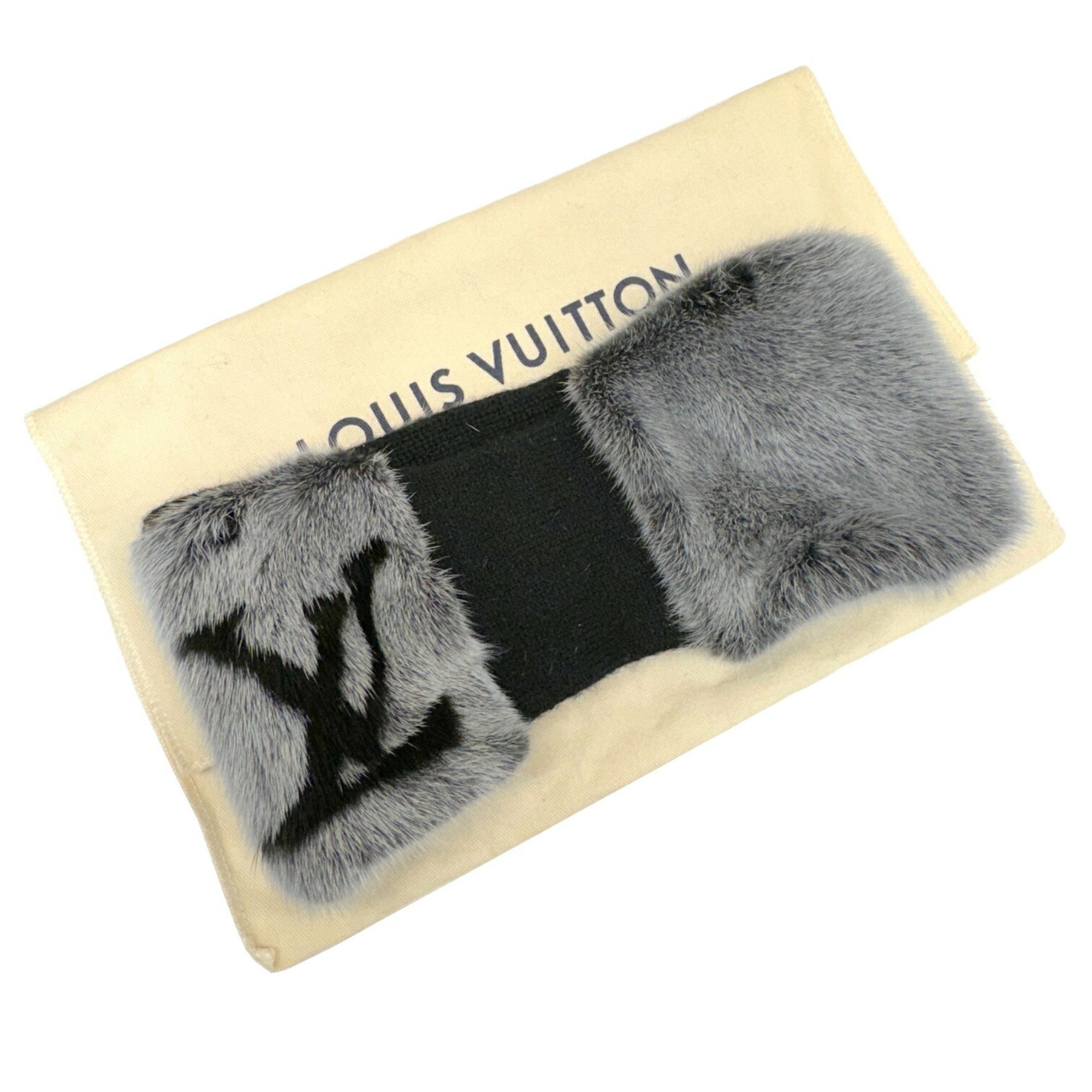 LOUIS VUITTON Louis Vuitton Headband Vison Ski LV Earmuffs M77418 AL1221 2022SS Mink Cashmere Black Gray Women's Men's