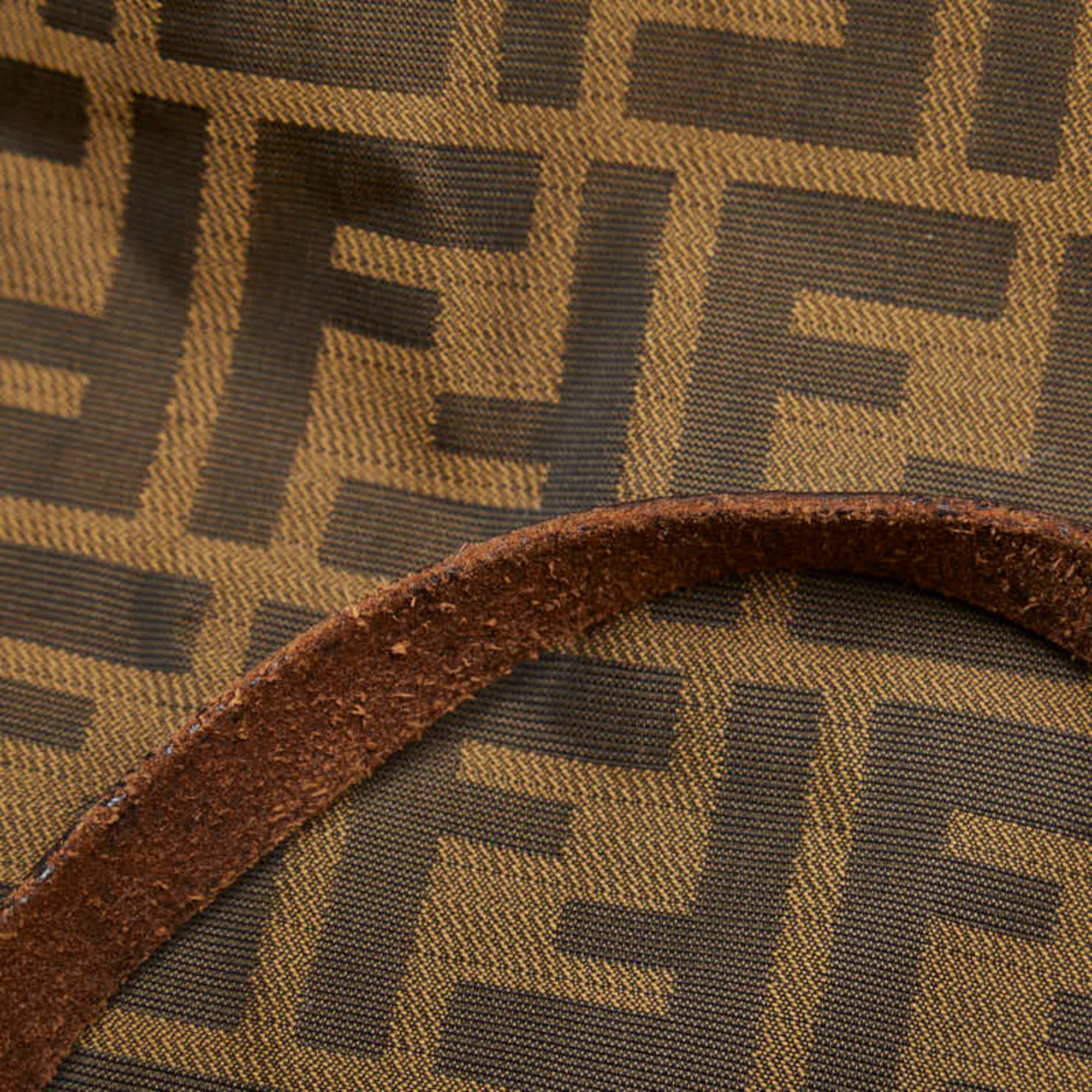 FENDI ZUCCA Tote Bag 15610 Beige Brown Canvas Leather Women's