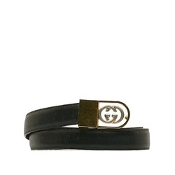 Gucci GG belt gold black plated leather ladies GUCCI