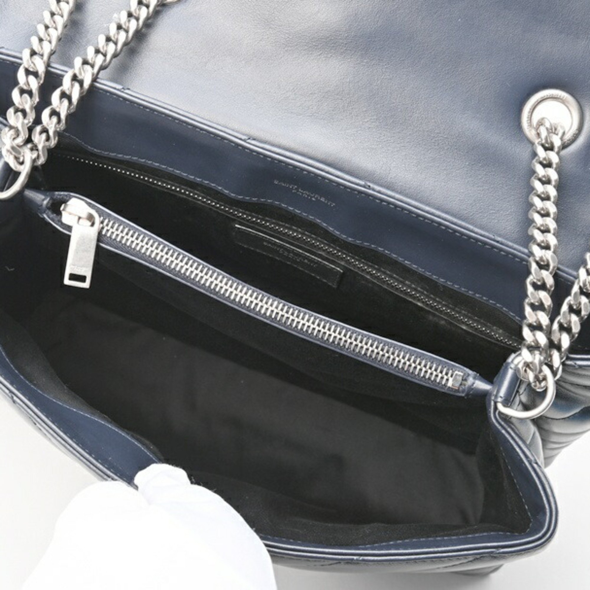 Saint Laurent Lulu Medium Chain Shoulder Bag 574946DV7264147 Quilted Leather Navy S-155172