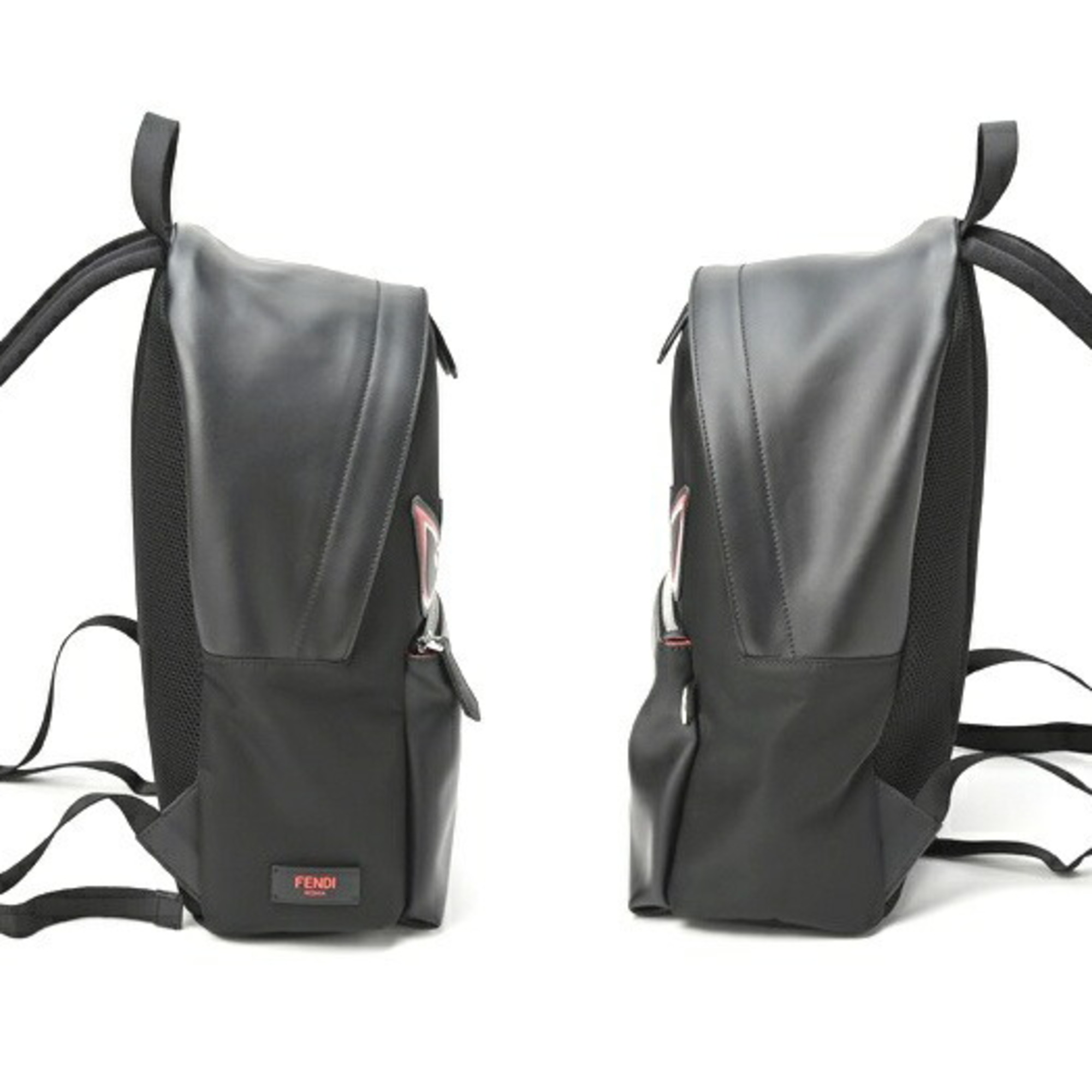 Fendi Bugseye Monster Backpack 7VZ042 Nylon Leather Black Red S-155232
