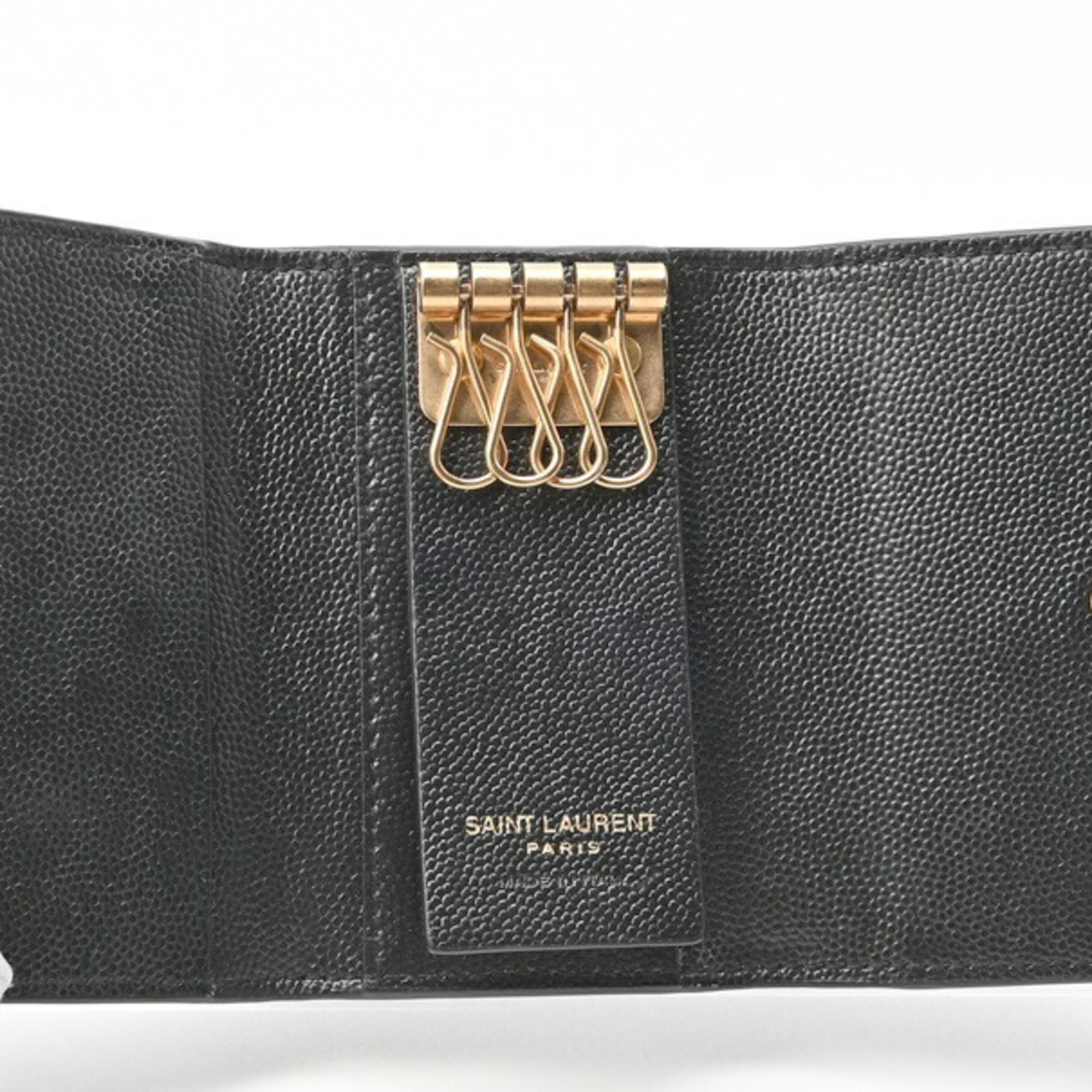 Saint Laurent Monogram Key Case 698236 Grain de Poudre Embossed Leather T-155144