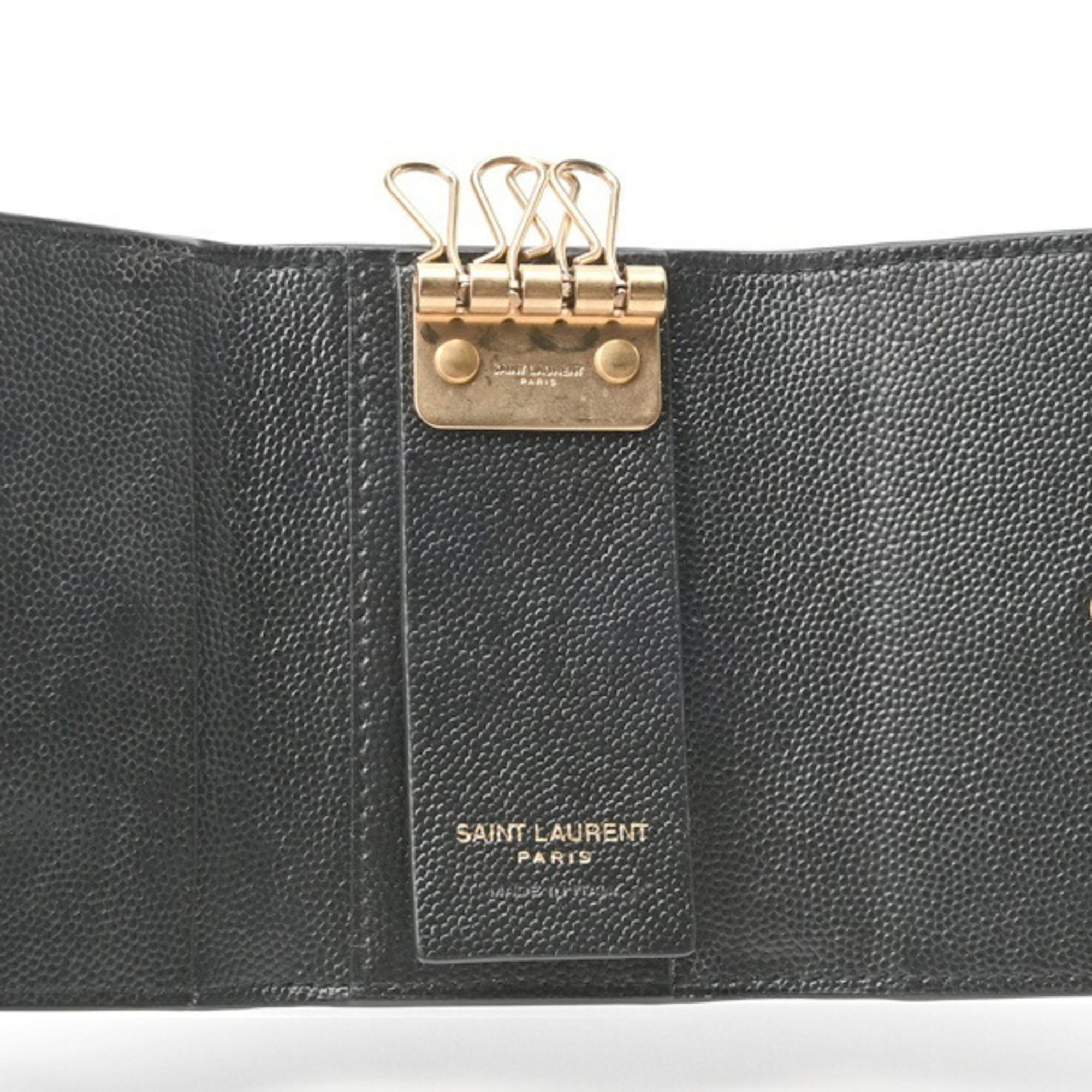Saint Laurent Monogram Key Case 698236 Grain de Poudre Embossed Leather T-155144