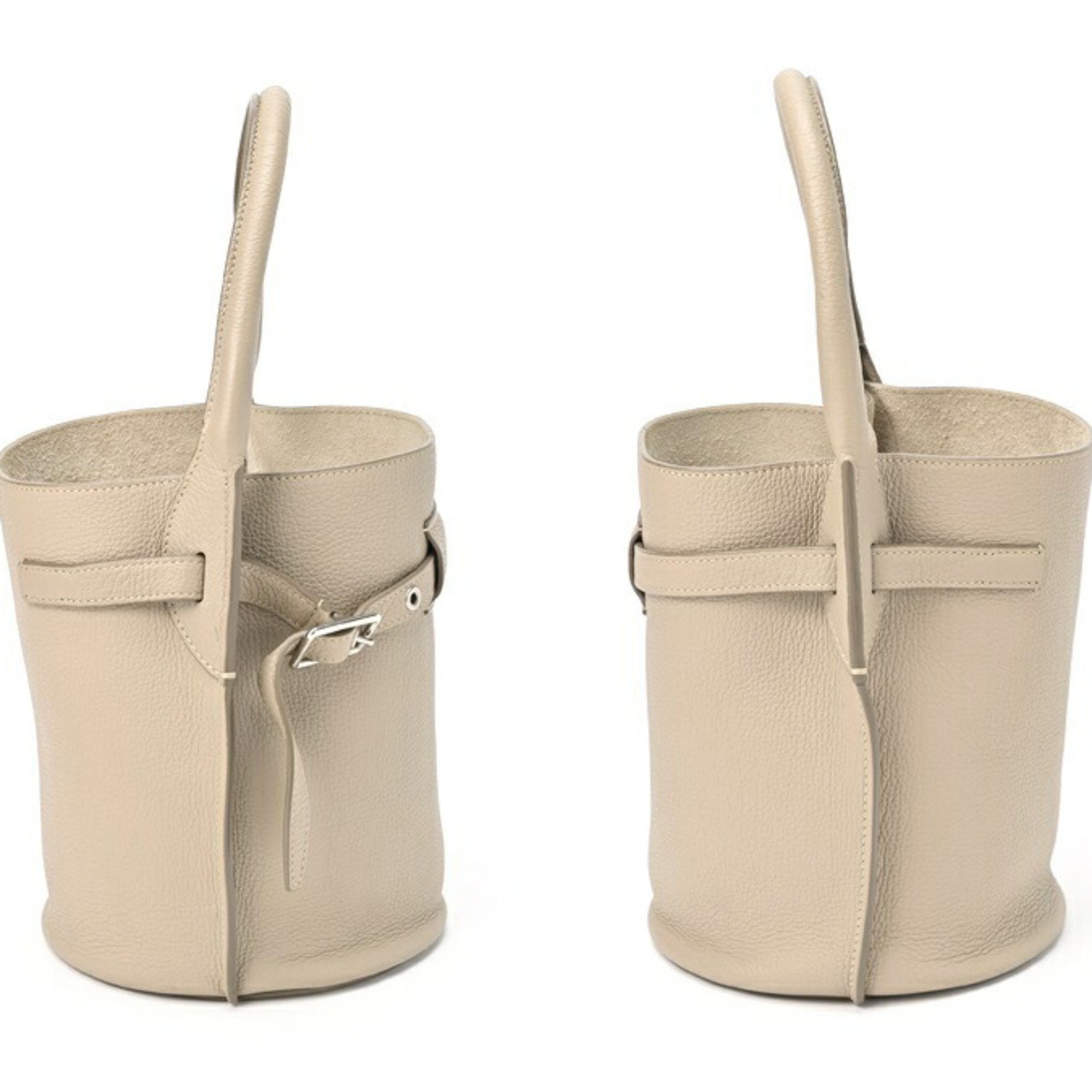 Celine Big Bag Bucket Nano 18724 Handbag Kataoshi Leather Greige E-155194