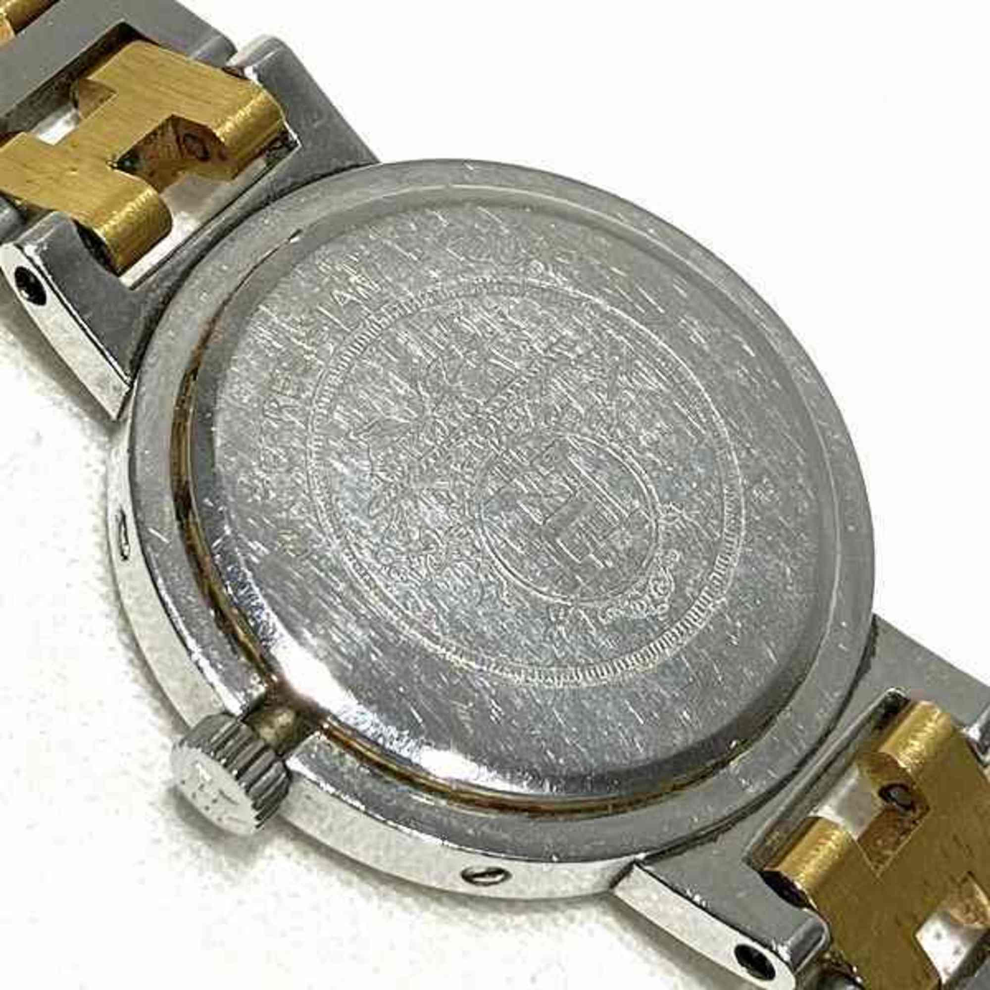 Hermes Clipper Old Type Quartz SS×GP White Dial Watch Ladies
