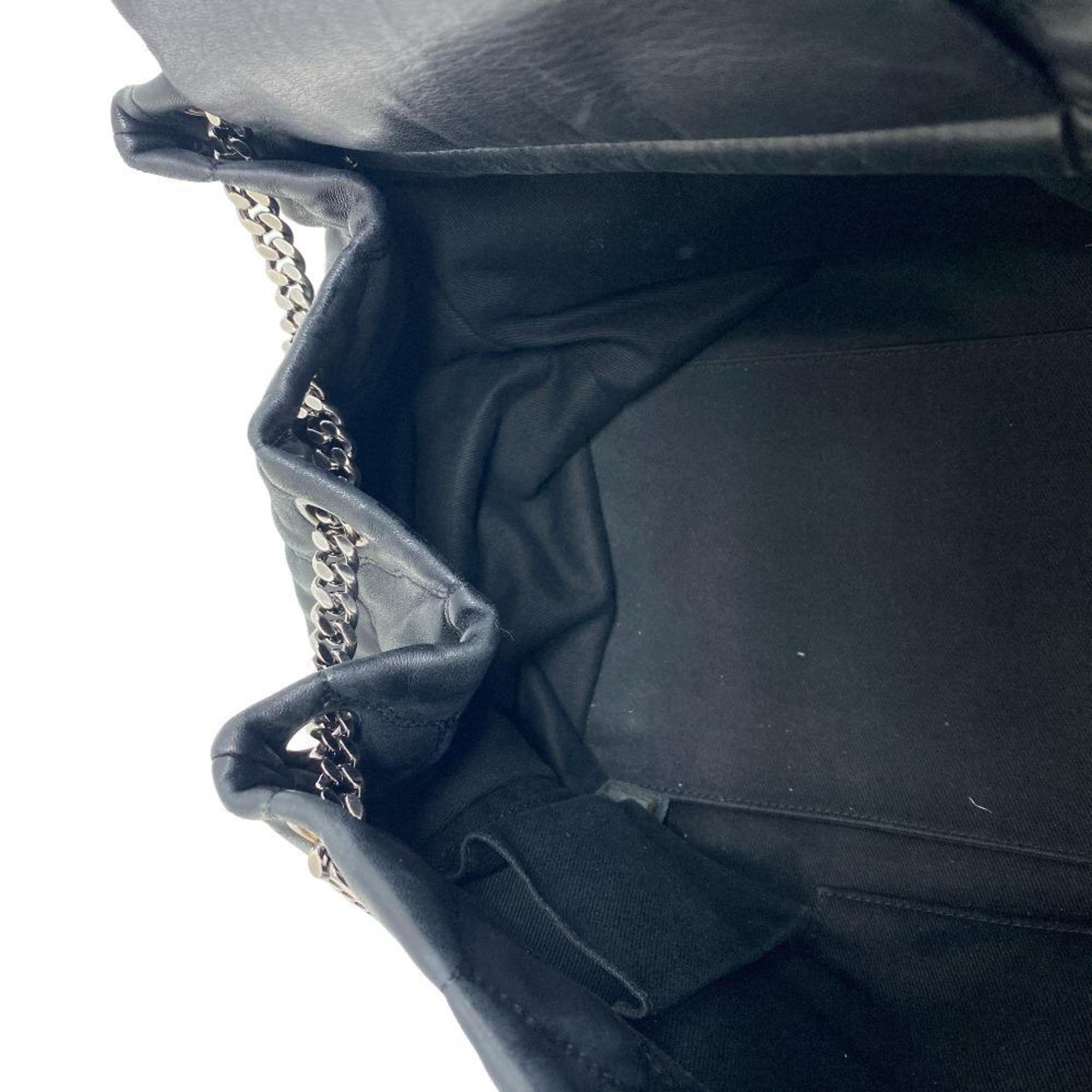 CHANEL Bubble Quilt Chain Shoulder Coco Mark Handbag Black Women's Z0005974