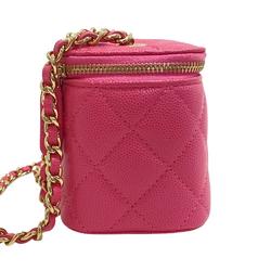 CHANEL Matelasse Chain Vanity Bag Caviar Skin Shoulder Pink Women's Z0006036