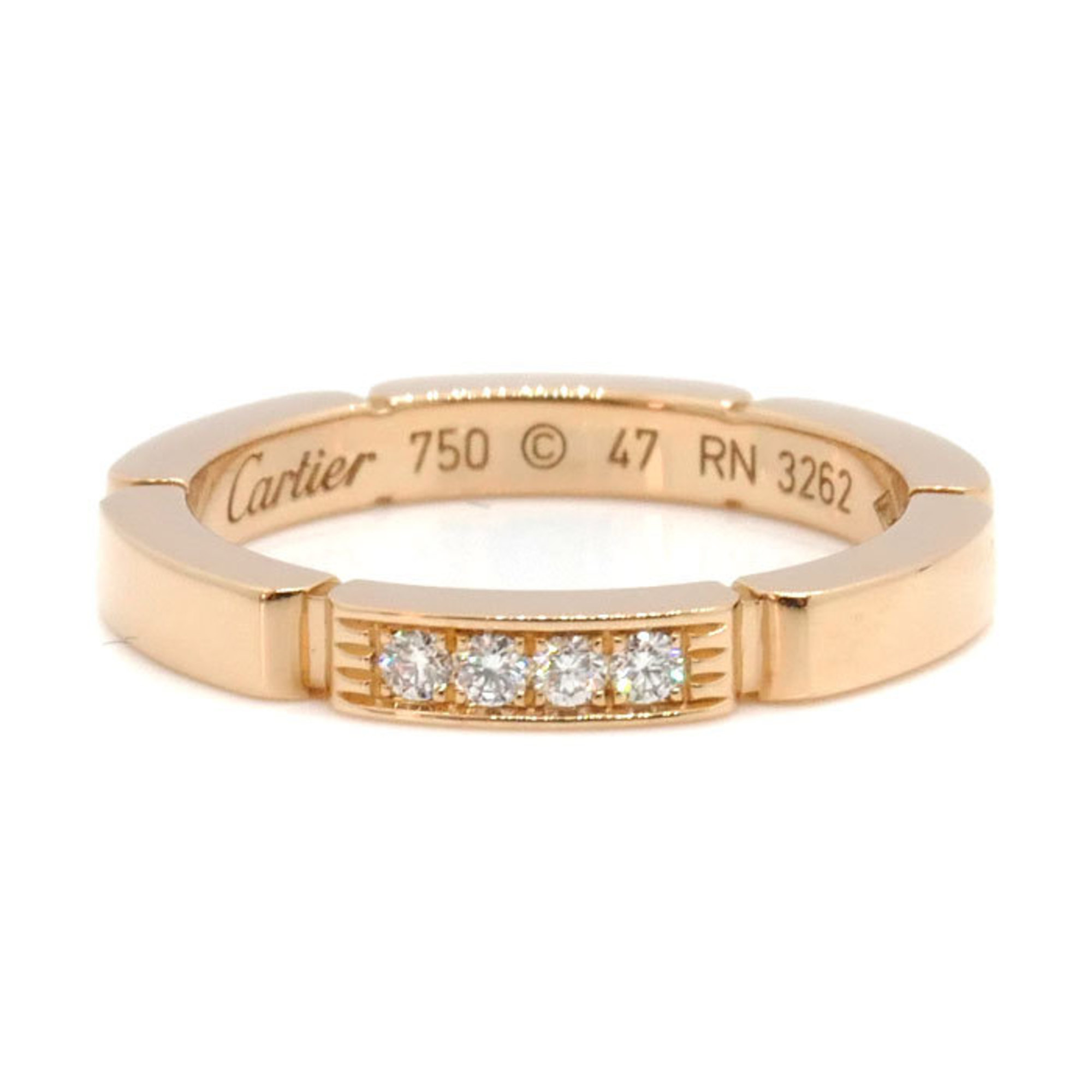 CARTIER K18PG Pink Gold Maillon Panthère 4P Diamond Ring B4080547 47 3.4g Ladies