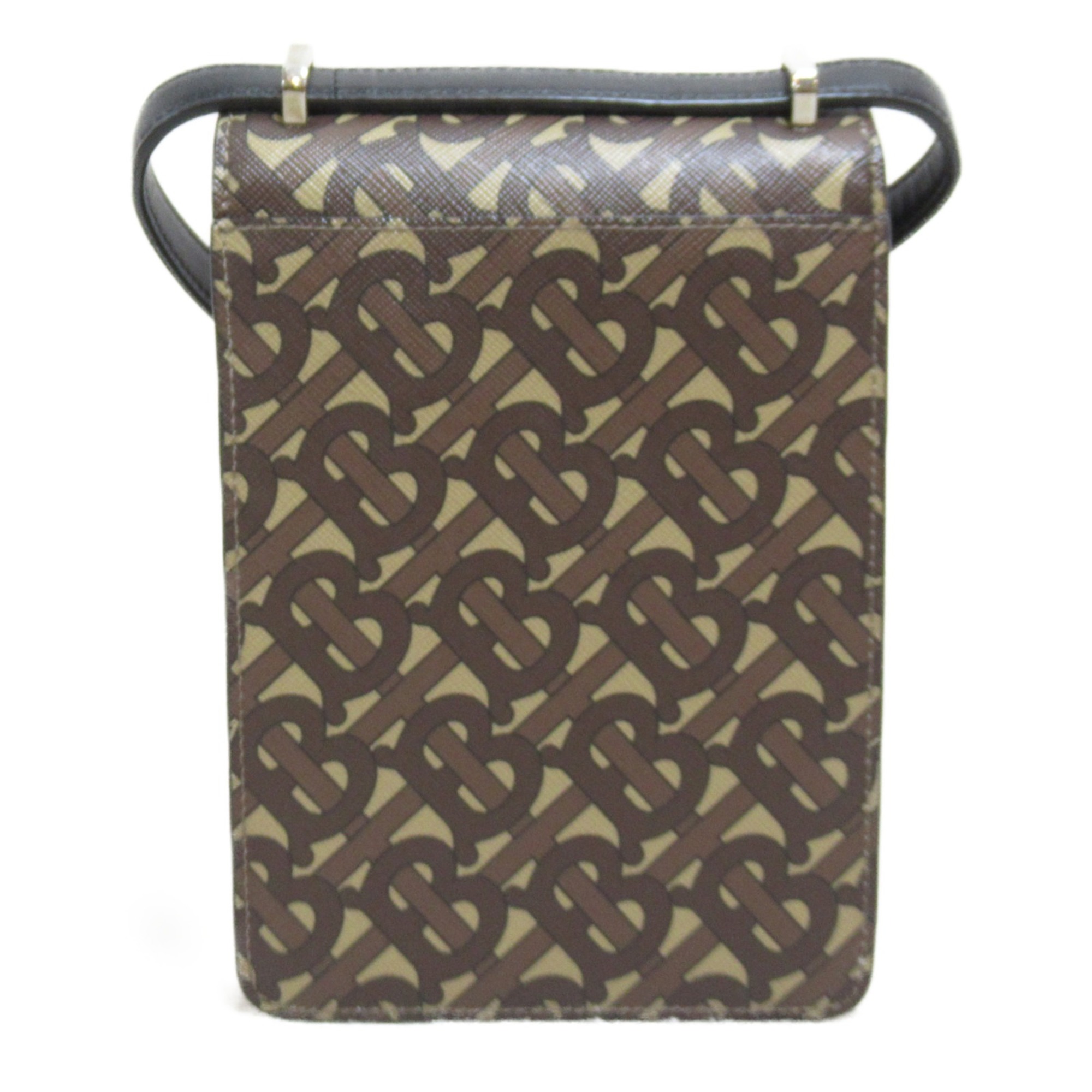 BURBERRY Pochette Shoulder Bag Beige Dark brown PVC coated canvas