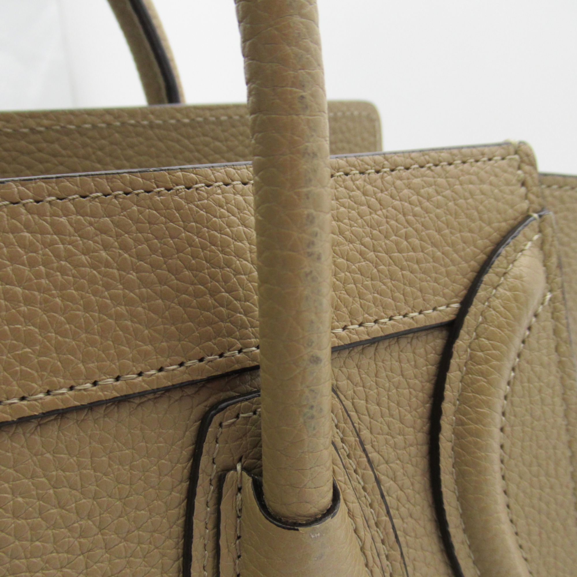 CELINE Luggage Nano Shoulder Bag Beige leather W-AT2272