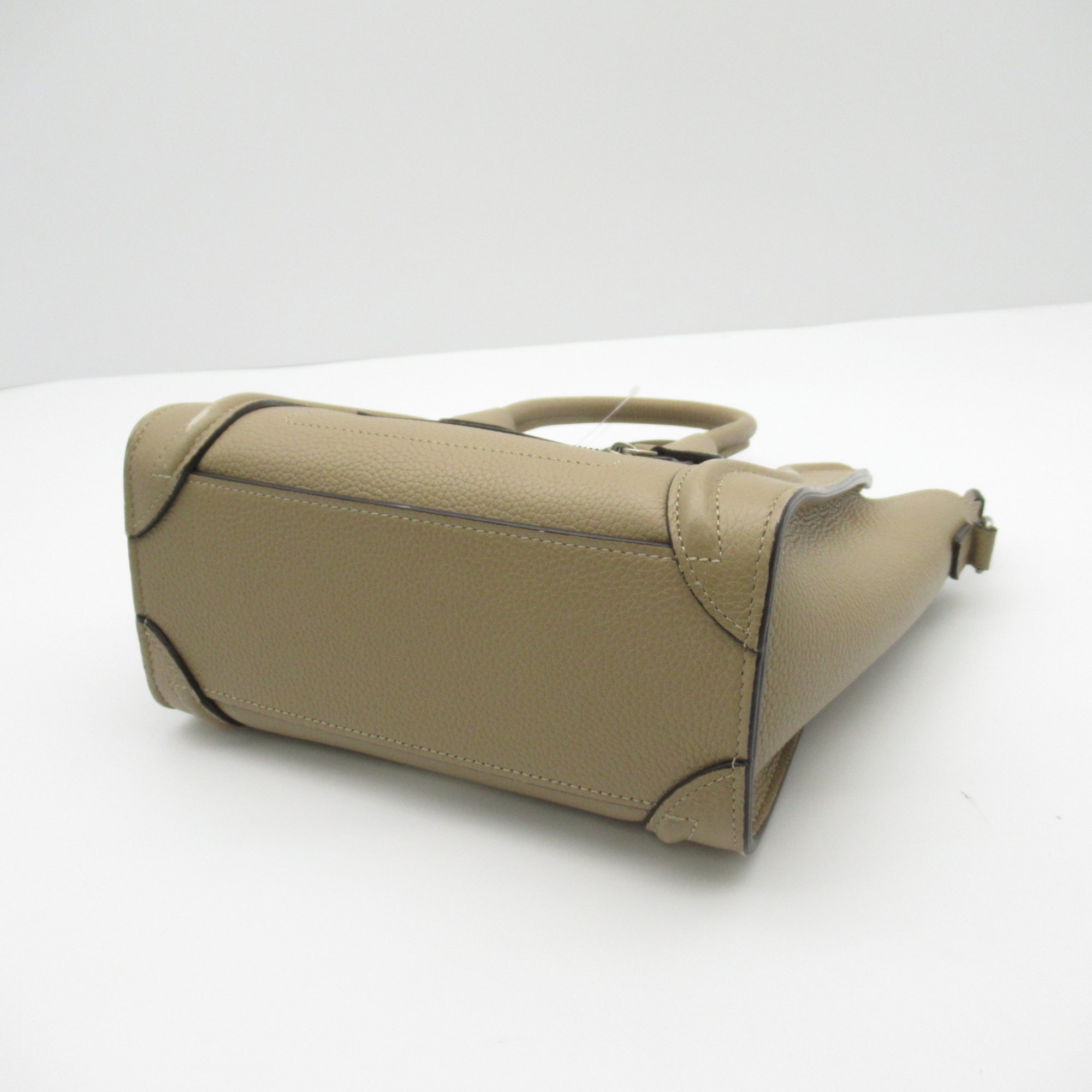 CELINE Luggage Nano Shoulder Bag Beige leather W-AT2272