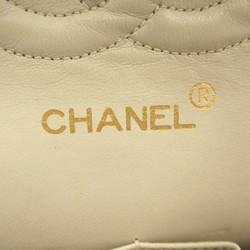 CHANEL Matelasse W Flap Chain Shoulder Beige Lambskin (sheep leather)