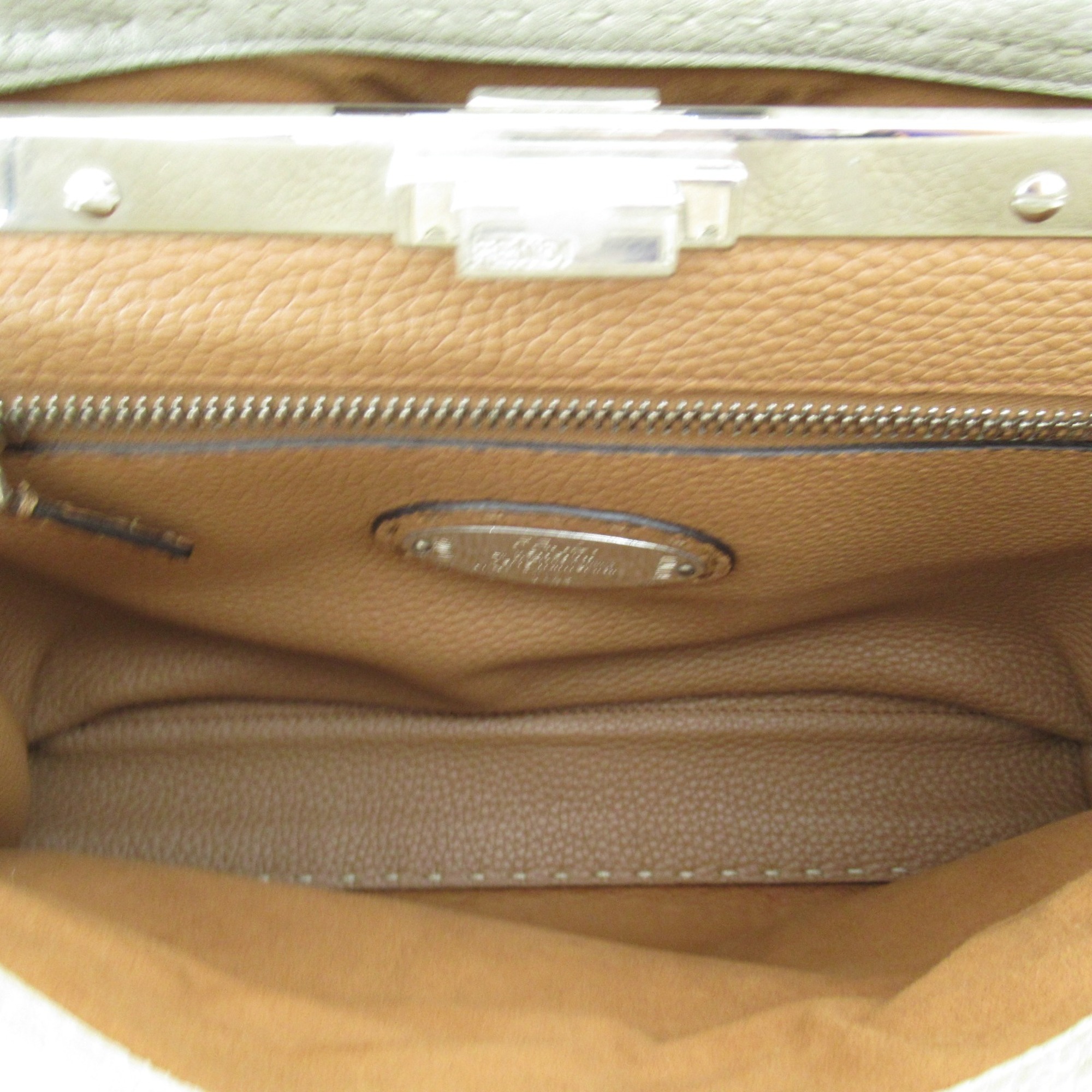 FENDI Peek-A-Boo 2way Shoulder Bag Beige leather