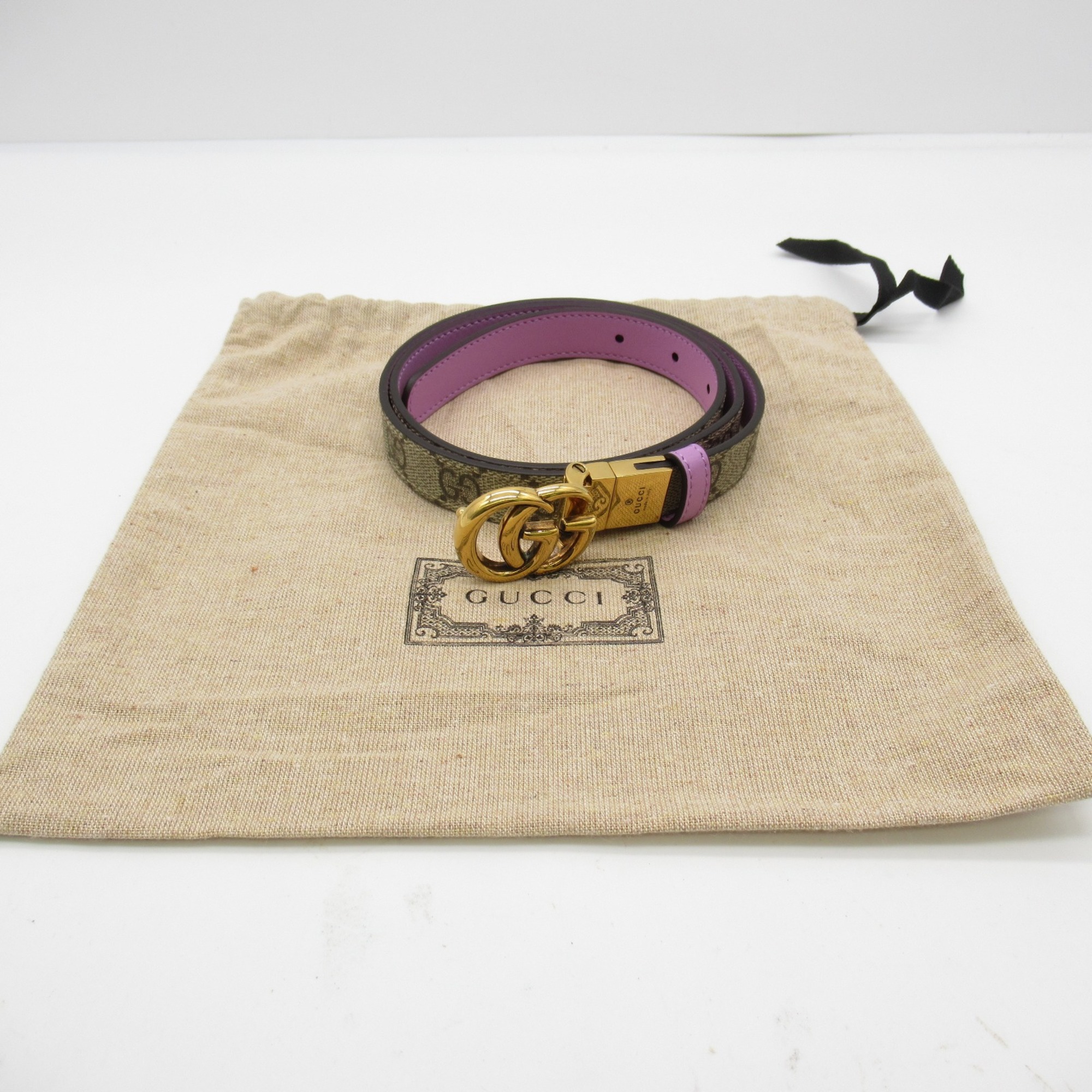 GUCCI GG Marmont reversible belt Beige Purple GG Supreme Canvas 65941892TIC976385