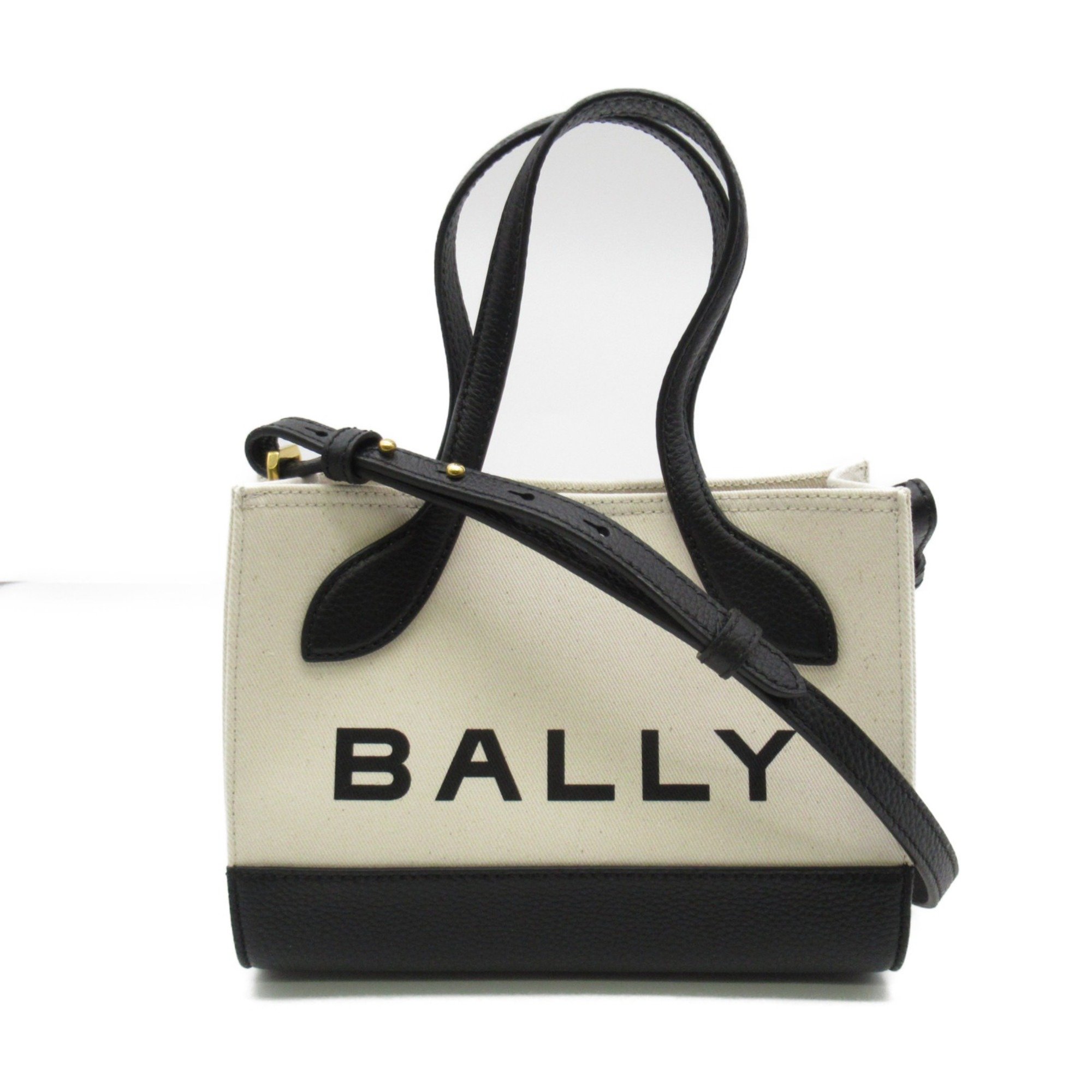 BALLY 2wayShoulder Bag BAR KEEP ON XS Beige Black Fa Brique leather 6304520