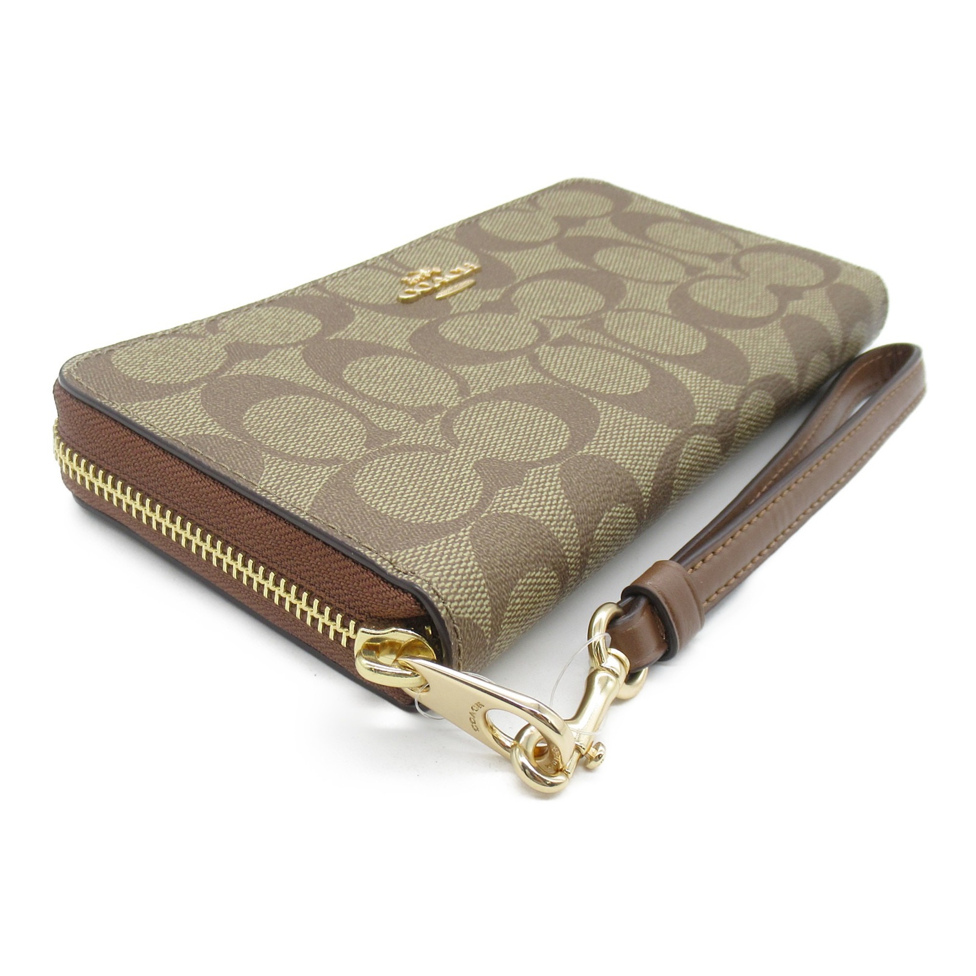 COACH Round long wallet Beige Brown PVC coated canvas C4452IME74