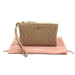 Miu Miu Accessory pouch (with handle) Beige sand Lambskin (sheep leather) 5NH0142FPPF0036