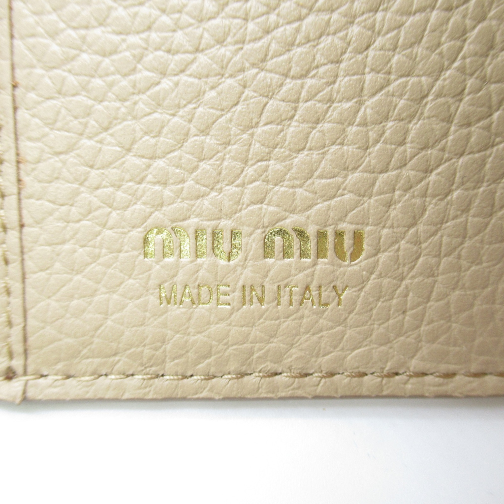 Miu Miu Tri-fold wallet Beige leather 5MH0402DT7F0036