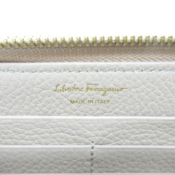 Salvatore Ferragamo Round long wallet Beige leather 758663
