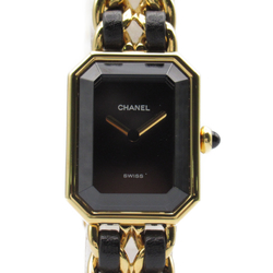 CHANEL Premiere XL Wrist Watch H0001 Quartz Black  Gold Plated Leather belt H0001