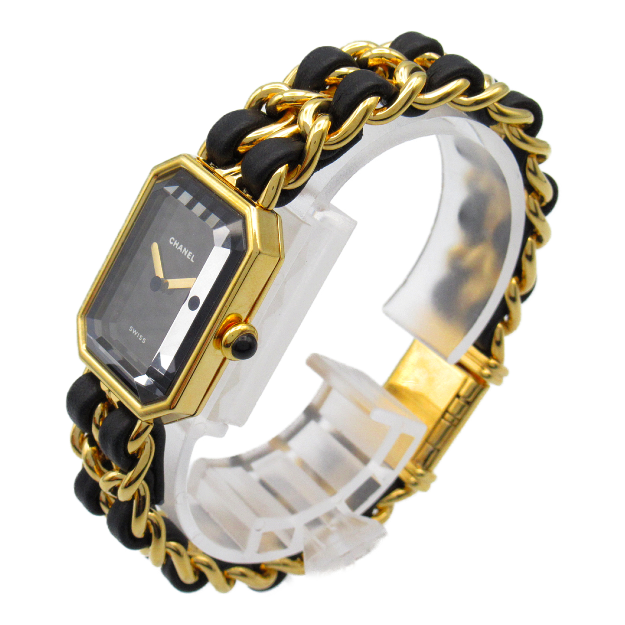 CHANEL Premiere Wrist Watch H0001 Quartz Black  Gold Plated Leather belt H0001