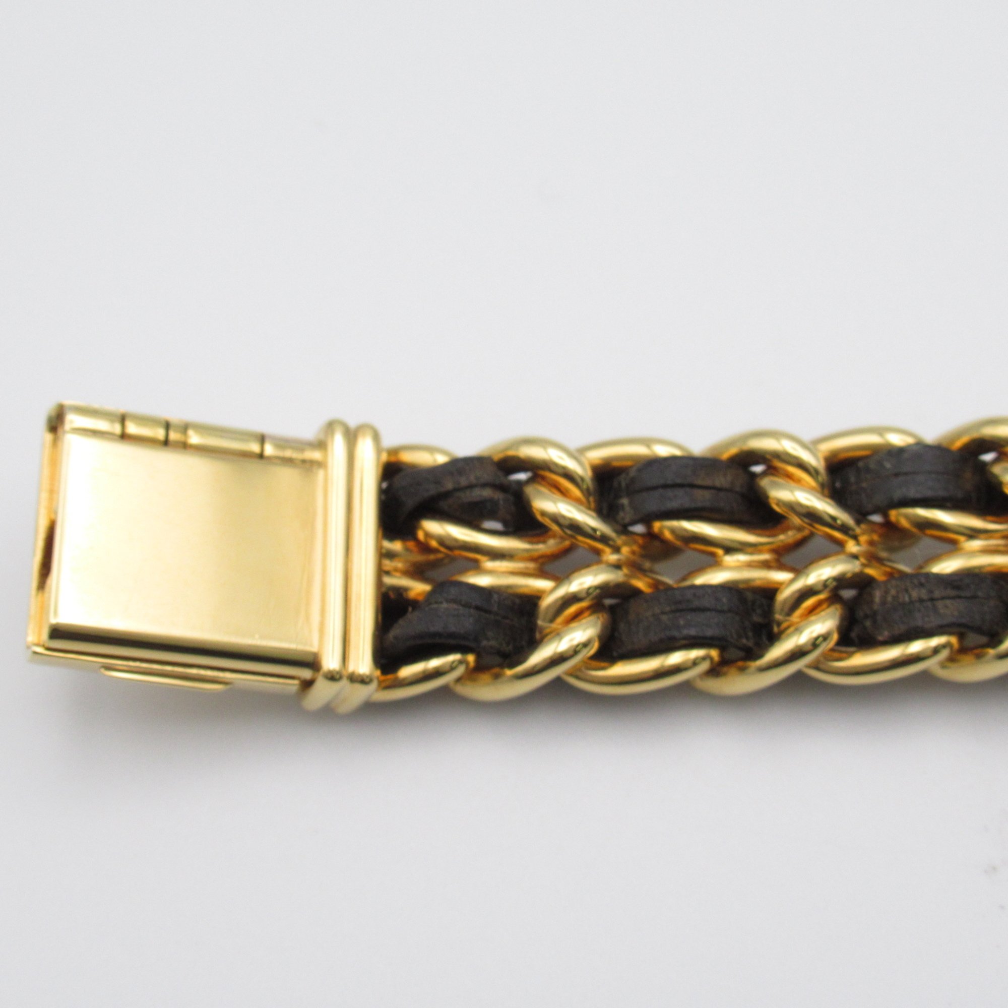 CHANEL Premiere L Wrist Watch H0001 Quartz Black  Gold Plated Leather belt H0001