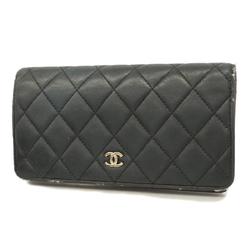 Chanel Long Wallet Matelasse Lambskin Black Women's