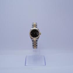 Rolex Automatic Datejust 79173 Watch 1999 Gold Stainless Steel Black Ladies