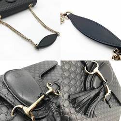 Gucci Chain Shoulder Bag Guccisima Black Leather GUCCI 449635