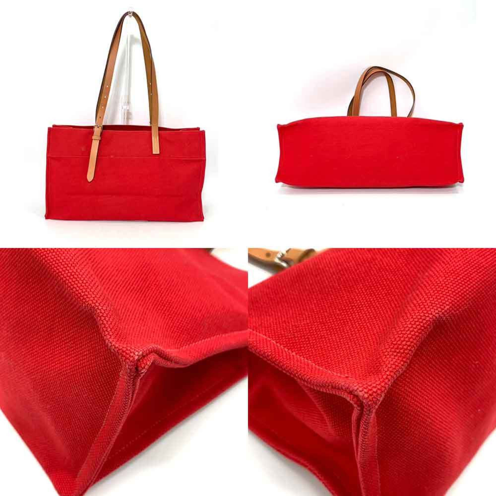 Hermes Bag Etrivière Elan Red x Brown Shoulder Tote Horizontal Ladies Canvas Leather HERMES