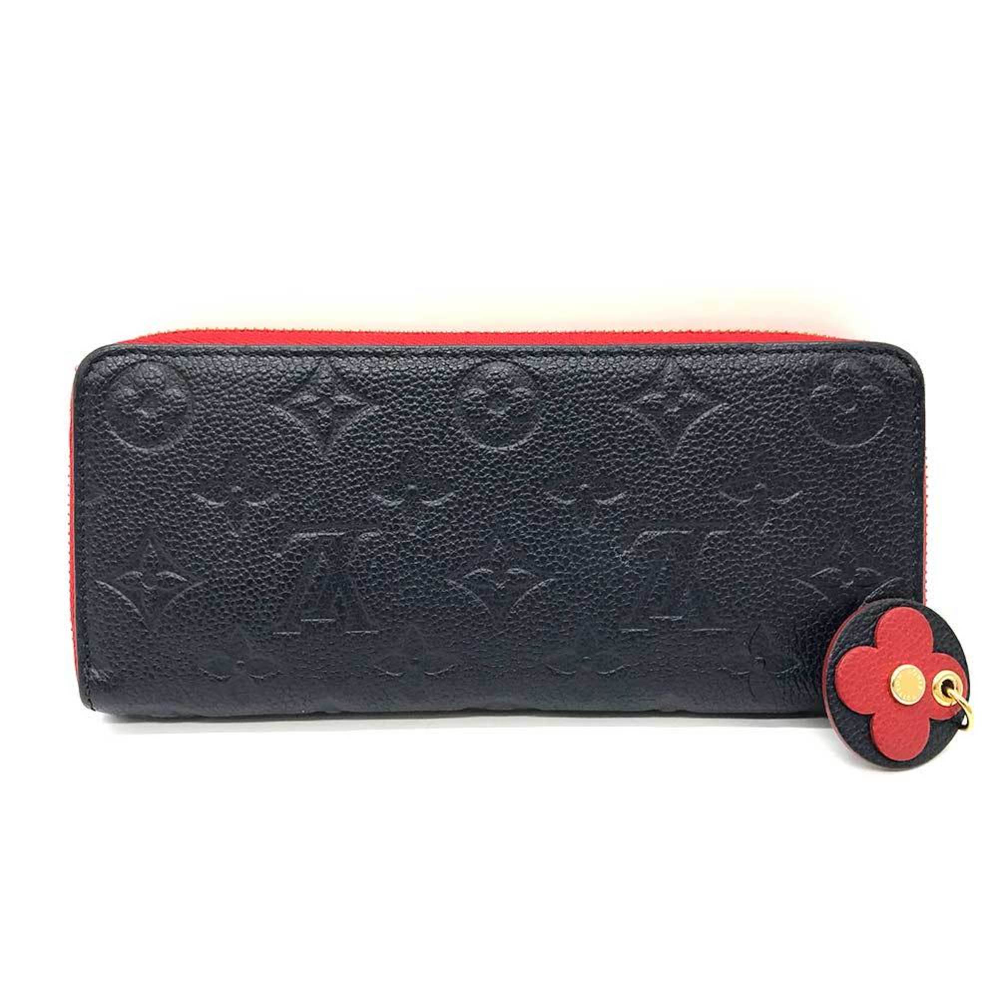 Louis Vuitton Long Wallet Clemence Monogram Empreinte Round Zip M63920 Flower Charm LOUIS VUITTON