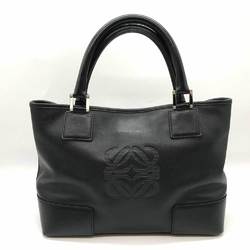 LOEWE Fustat Tote Black Leather Bag Crochette