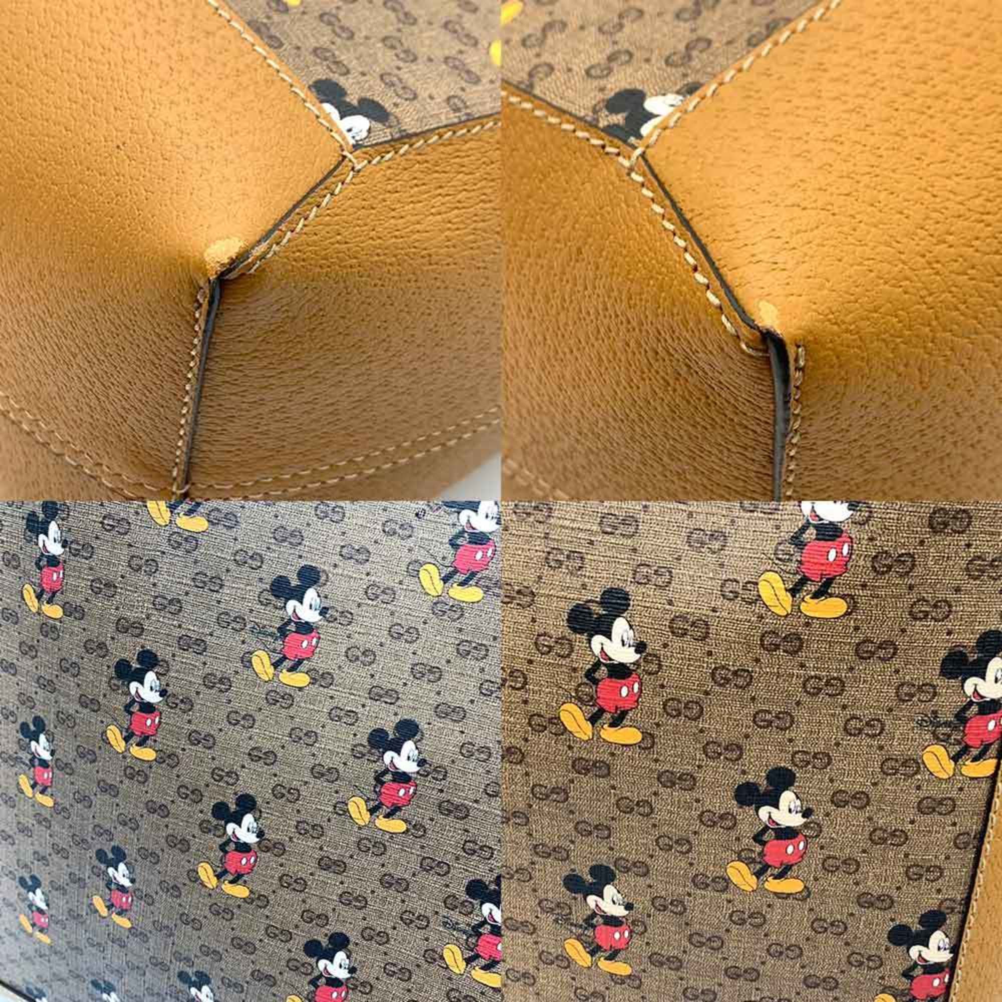 Gucci Bag GUCCI x Disney Collaboration Tote Brown Multicolor Mickey Print Ladies GG Supreme Leather 547947